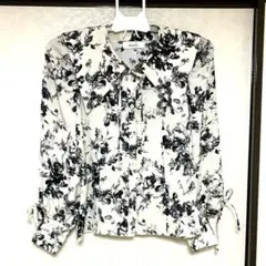 dazzlin 花柄 長袖シャツ 襟付き フリーサイズ ブラック ホワイト