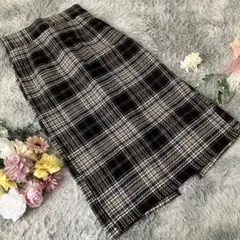 チェック柄ロングスカート　L