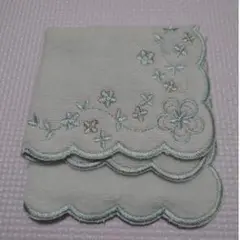 刺繍ハンカチ クリーム色 2枚セット