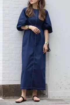 ＊新品タグ付＊Bonjour Sagan バックリボン配色ステッチワンピース＊