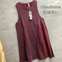 ワンピースタイプエプロン Cloudnine 生地洗い レッド 秋冬♪