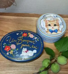 モロゾフ　可愛い猫缶２個まとめて(空き缶)ショコラな猫&カリーヌ♡小物入れなどに