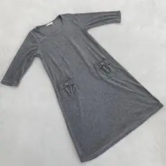 chocol raffine robe ワンピース グレー 七分袖 ポケット付き