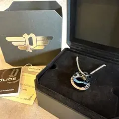 【美品】POLICE ポリス サークルペンダント ダブルリング シルバー ブルー