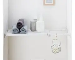 メッシュつっぱり棚 ワイド　ホワイト　奥行32cm