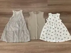 【110サイズ】ノースリーブ　ワンピース　3枚セット　くま柄　リブ ハート