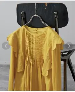 Spick and Span エンブロイダリーレースピンタックブラウス イエロー