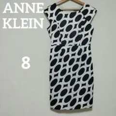ANNE KLEIN ノースリーブワンピース ひざ丈【 8】総柄 丸型模様