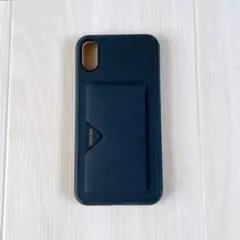 iPhone X / iPhone XS ケース ブラック 背面カード収納付き