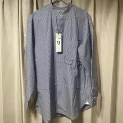 ユニクロ　+J 青と白のストライプ長袖シャツ　 新品　タグ付き
