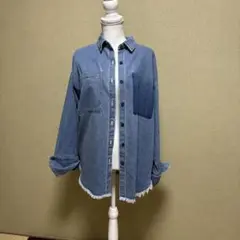 gossara デニム加工　ビッグカフスシャツ