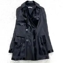 極美品 バリー トレンチコート カーフレザー ハラコ切り替え レディース M