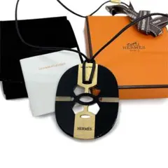 HERMES エルメス バッファローホーン ネックレス ブラック ゴールド