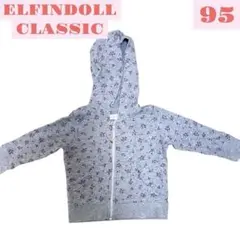 【美品】エルフィンドールクラッシック花柄ジップパーカー 95cm グレー