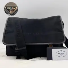 ✨現行 極美品✨プラダ ショルダーバッグ ロゴ ナイロン 黒 レザー 付属品付き