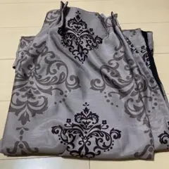 グレー ダークブラウン 模様 ドレープカーテン　88×177㎝