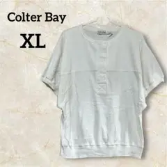 Colter Bay 半袖Tシャツ 【XLサイズ 】ホワイト前ボタン袖裾リブ編み