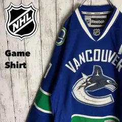 【NHL】ホッケーシャツ 刺繍 チームロゴ ワッペン ゲームシャツ メンズ古着