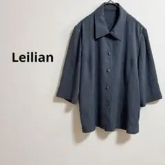b519【Leilian】七分袖カジュアルシャツ　トリアセテート涼感ヴィンテージ