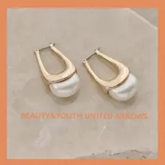 BEAUTY&YOUTH メタル ドロップパールモチーフ ピアス