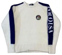 90s POLO by RALPH LAUREN ウール パッチ ニット