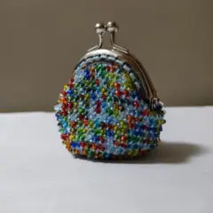 訳あり　ハンドメイド　ビーズ　がま口　かぎ針編み