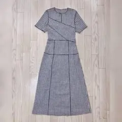 【SNIDEL同型】メローデザインワンピース M ギンガムチェック ブラック