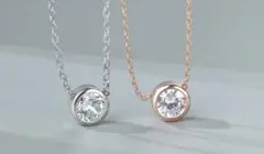 【最高級】 一粒 ネックレス ピンクゴールド ジルコニア CZ ダイヤ 高品質