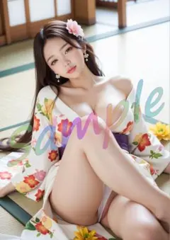 NY062【1点物】A4 ポスター AI リアル 写真 グラビア 着物 彼女
