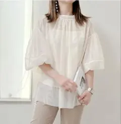 チュールブラウス　オーガンジー　キャミソール付き　シアー
