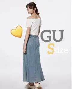 ジーユー　GU ライトデニムフレアマキシスカート　ブルー　Sサイズ