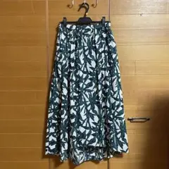 値下げ KNOTT ホワイト×グリーン ロングギャザースカート