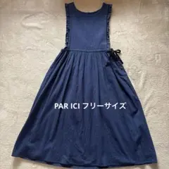 PAR ICI パーリッシィ エプロン風 ノースリーブ ワンピース 綿麻