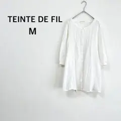 【タントドフィル】チュニック ブラウス M ホワイト 七分袖 ドット 薄手 良品