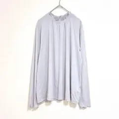 DHC オーガニックアルガンオイル　フリルネック　カットソー　長袖　L グレー