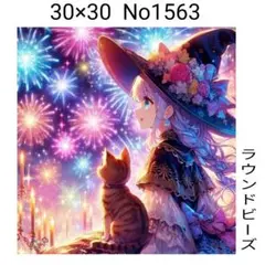 ダイヤモンドアートキット　No1563 魔女と猫