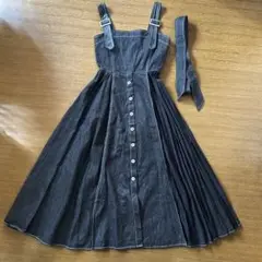 【美品】スパイラルガール クレイジープリーツ デニムワンピース ワンピース 黒