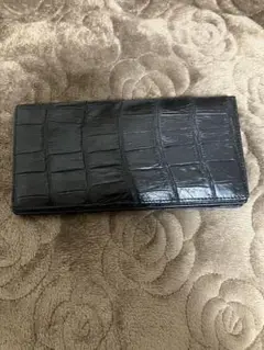クロコダイル　長財布　ブラック