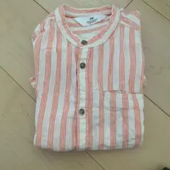 H&M 半袖ストライプシャツ オレンジ
