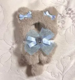 にじぱぺっと ぬい服 ハンドメイド ベージュ ねこ 水色