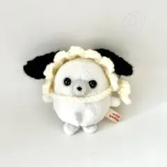 ④ちいさなぬいぐるみのシックなたれ耳ボンネット　ミニビーンズ　ハンドメイド