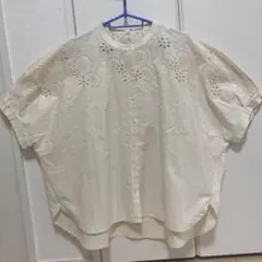 アイボリー刺繍オーバーサイズシャツ 半袖