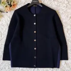 DRAWER ドゥロワー カシミヤ 100 バイカラー カーディガン