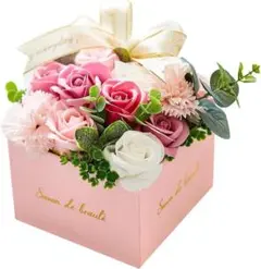 【新品】記念日 誕生日 ソープフラワー ギフト ピンク箱付