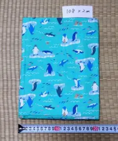 シーチング生地　ペンギン　2m　ブルーグリーン