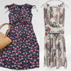 TALBOTS FAS ボタニカル柄 ワンピース 花柄 2枚セット ペイズリー柄