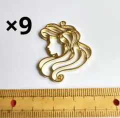 プリンセス　　空枠チャーム　　ゴールド　9個