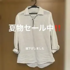 グリーンレーベルリラクシング　リネン ホワイト 七分袖 シャツ
