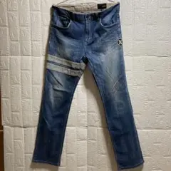 Hurley ストライプデザイン デニム 34インチ　ブルー　ダメージ加工