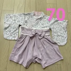 【美品】70サイズ 袴ロンパース 花柄 ラベンダー 女の子
